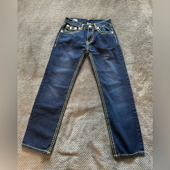 ✅Sold✅ True Religion Jeans Joey Big T Vintage USA Dark Wash Contrast Stitch - Picture 2 of 9